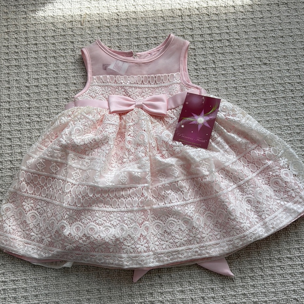 Pink and White Lace Baby Dress
